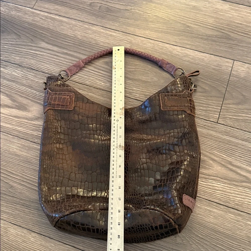 Brown Crocodile-Embossed Women's Bag
